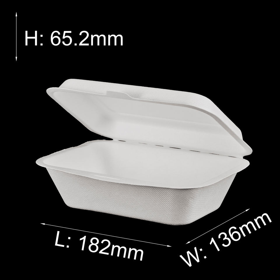 Biodegradable Sugarcane Bagasse Clamshell Box