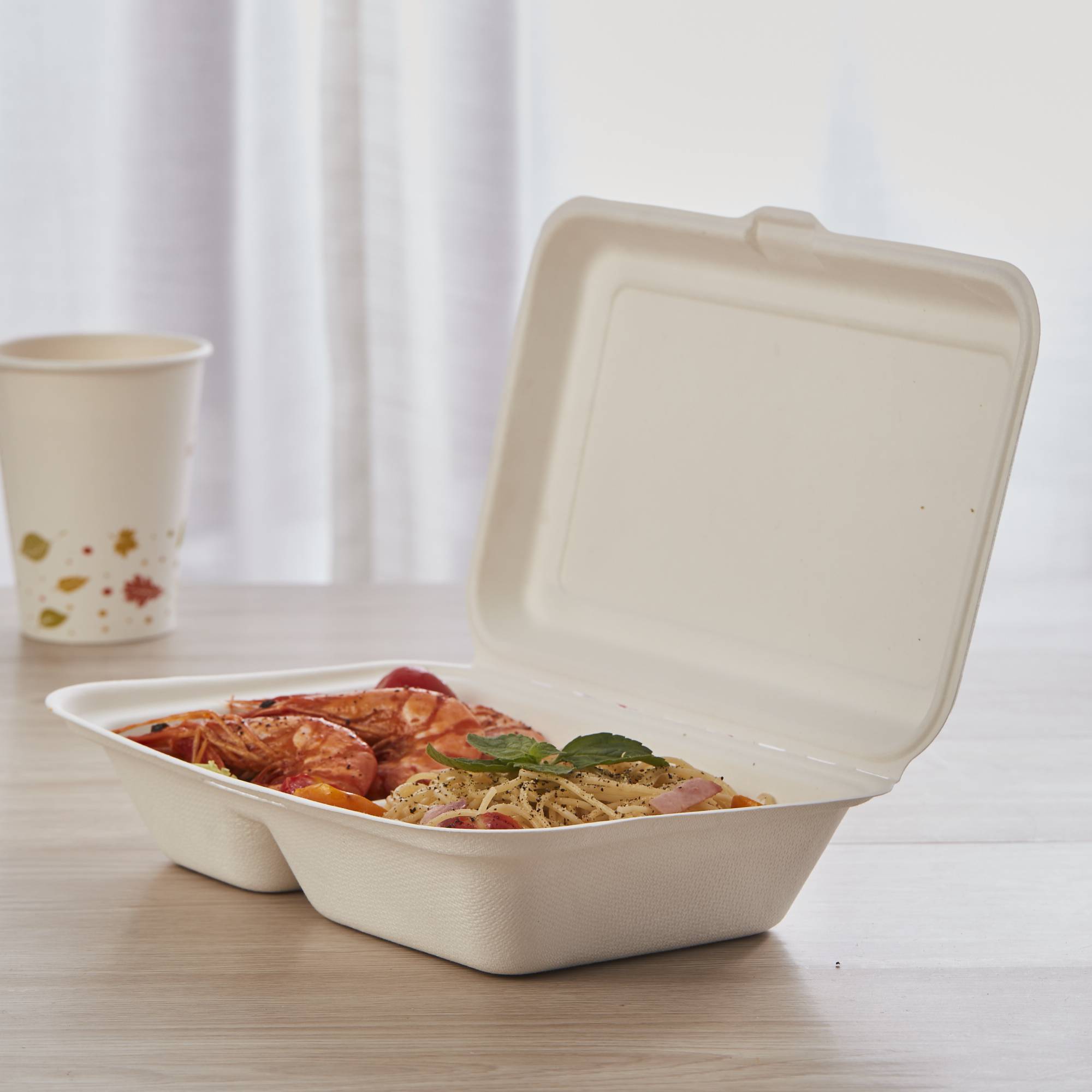 Biodegradable Sugarcane Bagasse Lunch Box 1000ml