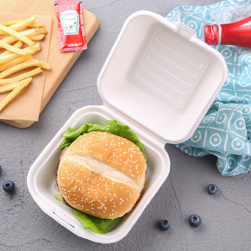 Compostable Sugarcane Bagasse Burger Box