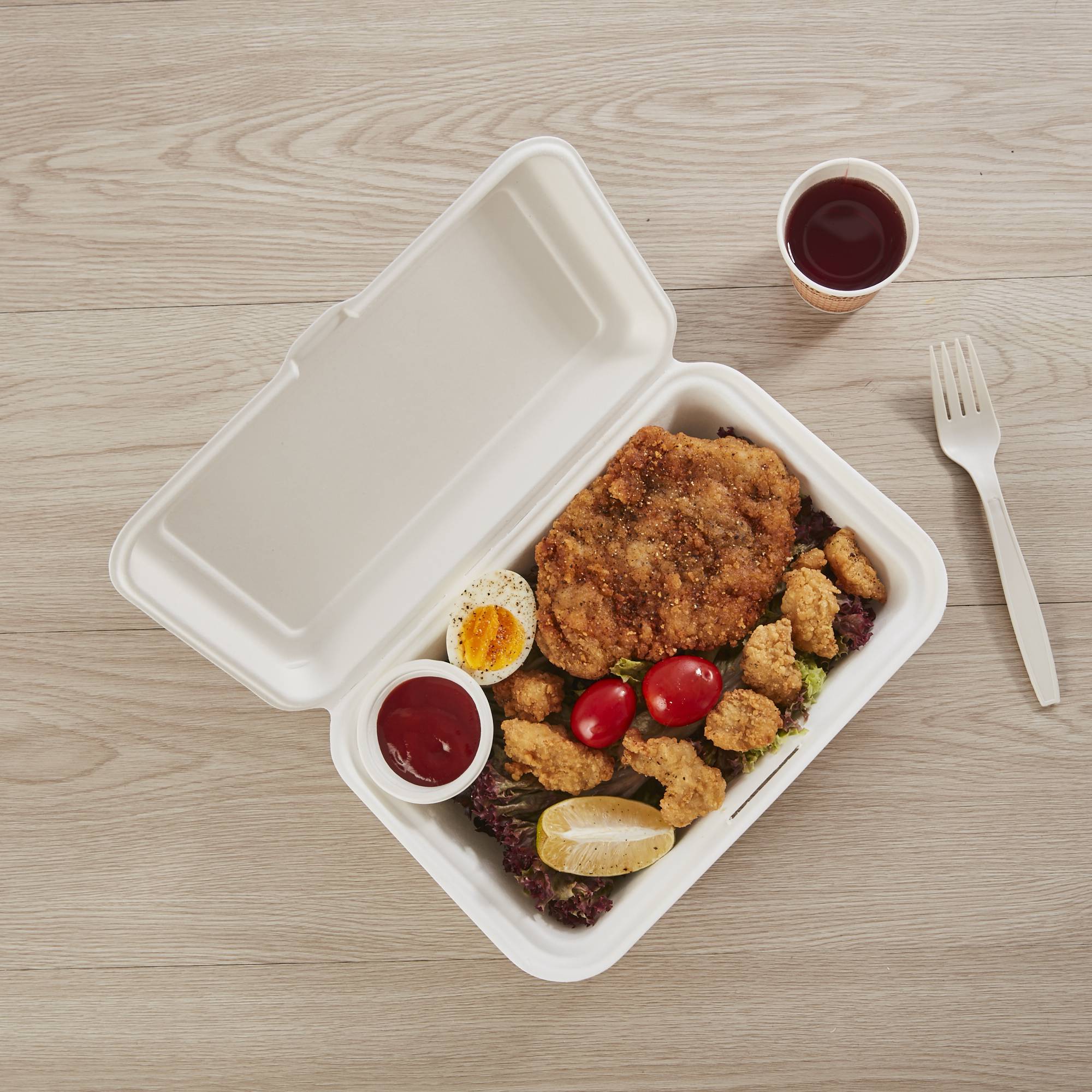 9×6 Bagasse Compostable Clamshell Containers