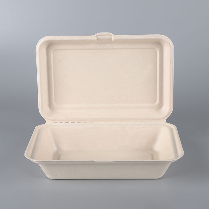 9×6 Bagasse Compostable Clamshell Containers