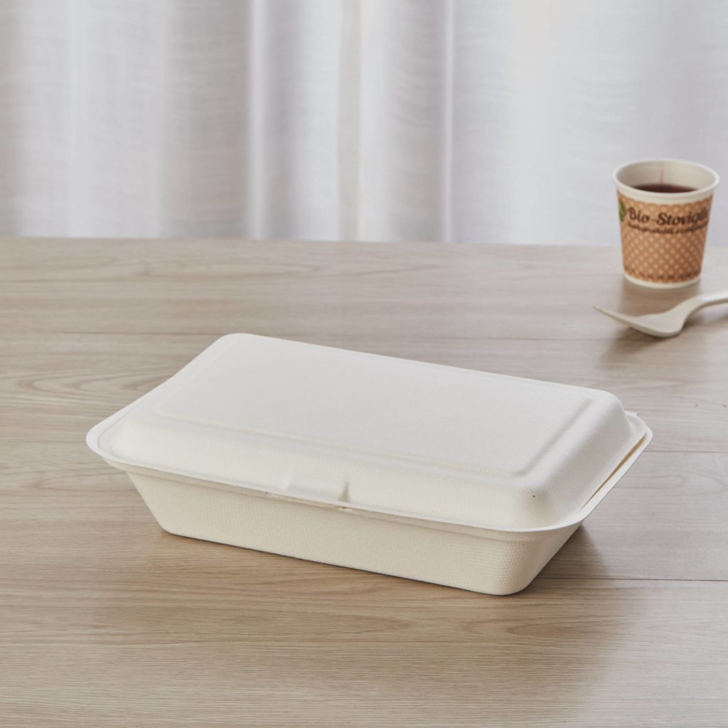 9×6 Bagasse Compostable Clamshell Containers