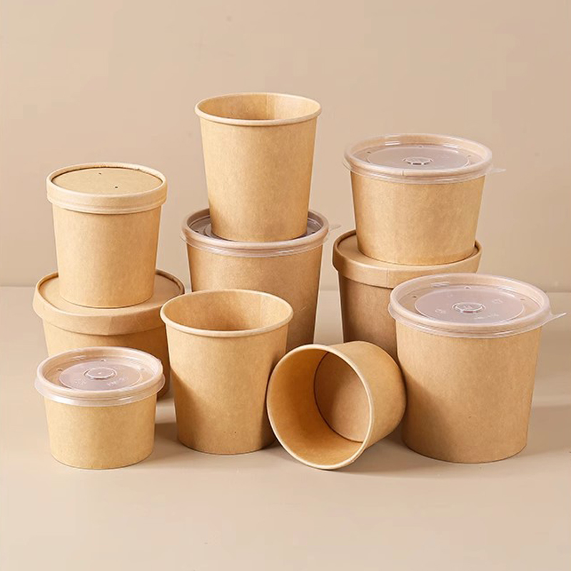 Kraft Paper Soup Containers with Lid