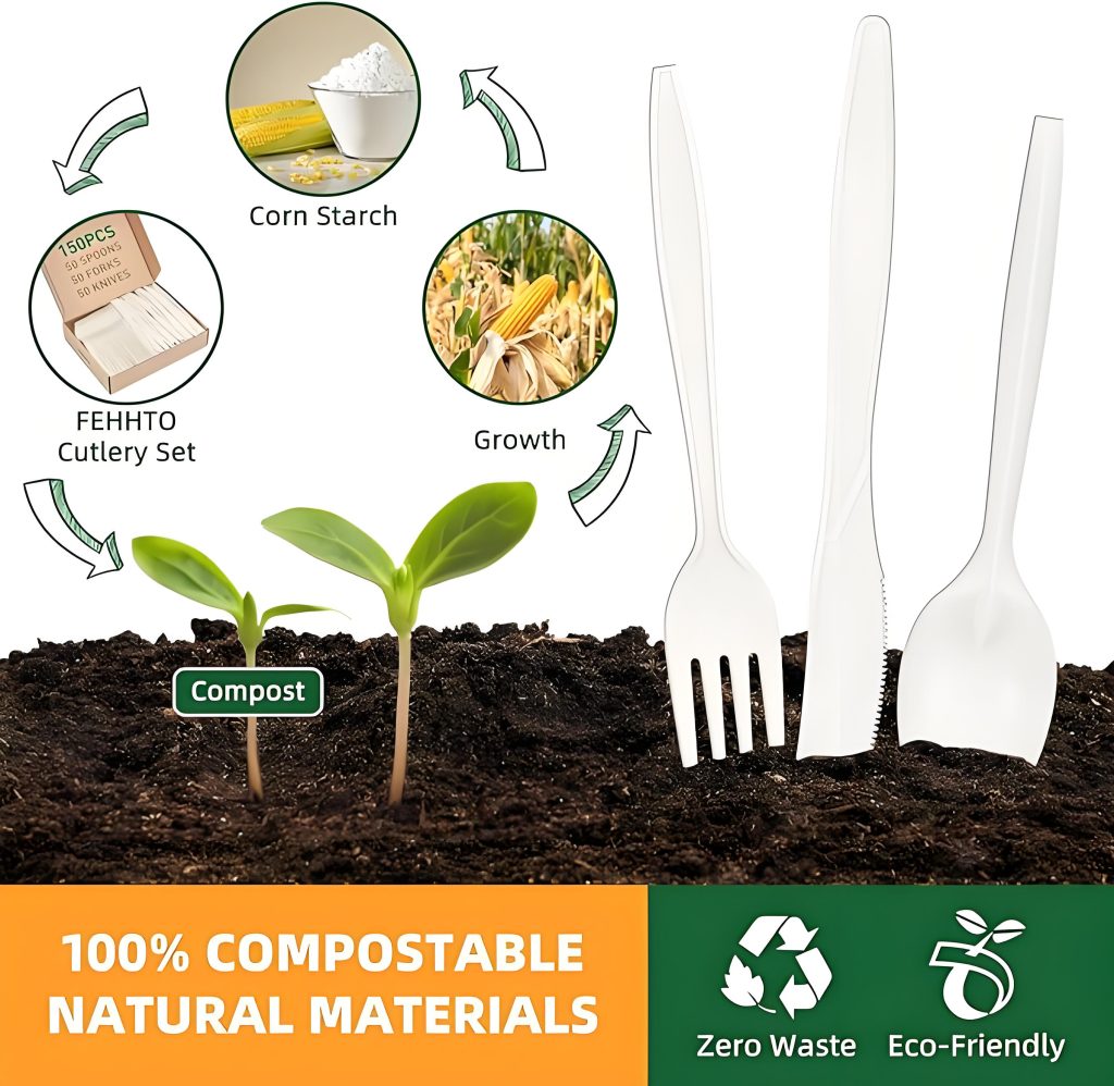 Compost of Cornstarch Cutlery