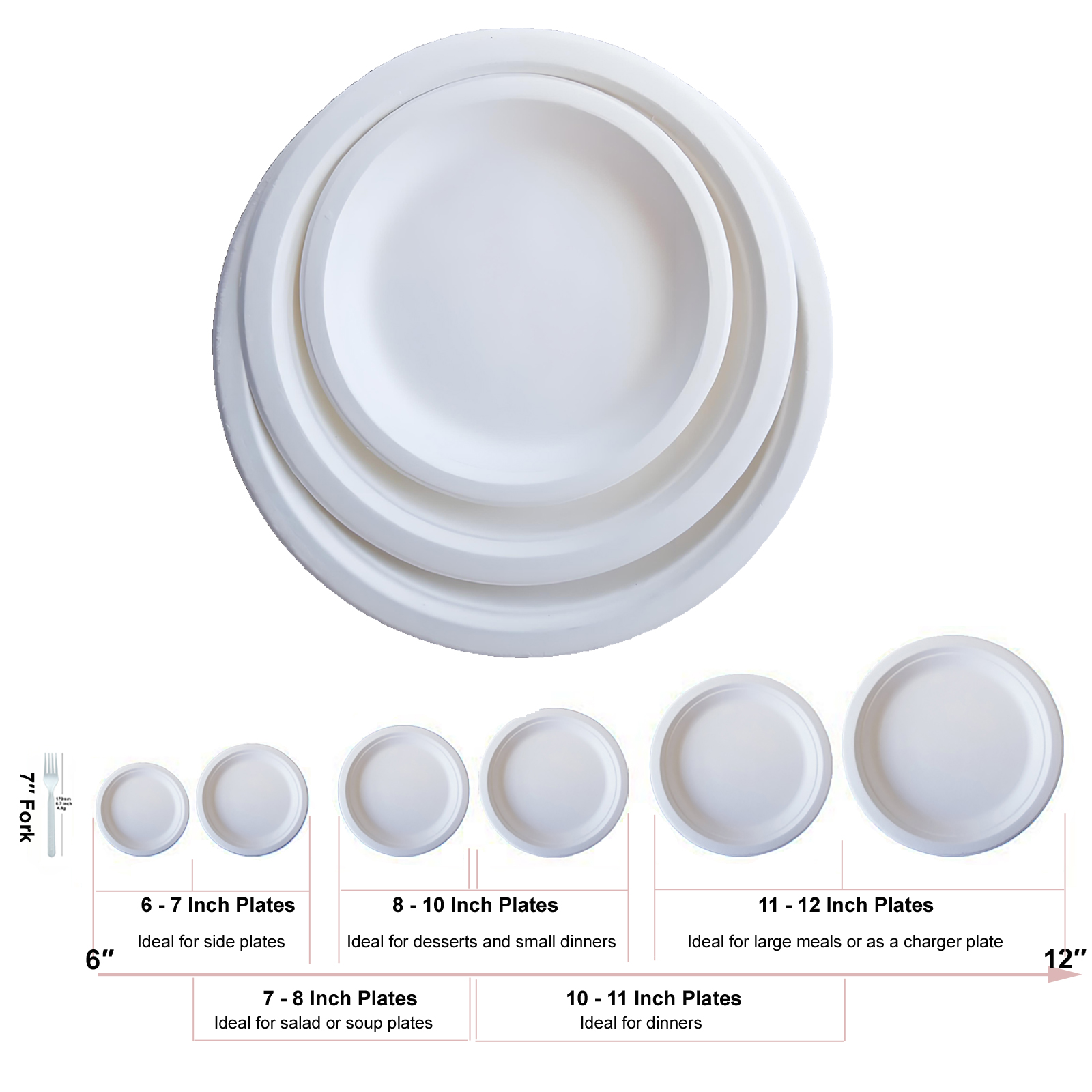 Standard Size Disposable Paper Plate in Inches and cm